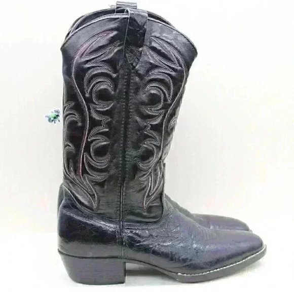 Bronco Men's Black Leather Cowboy Western Boots Size US 10 D - Picture 7 of 10